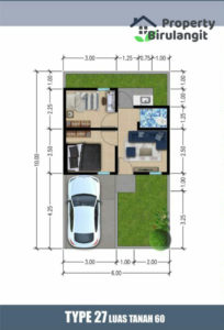 Floor Plan Griya Musrtanir Cikarang 204x300 - Denah ruangan terbaik pada rumah dengan luas tanah 60 m2